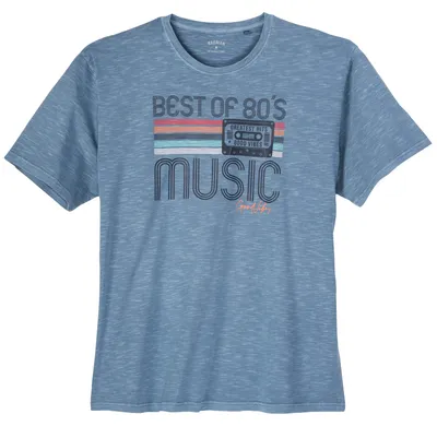 Produktbild von Ragman XXL T-Shirt Retro Print rauchblau melange