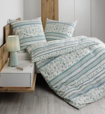 Produktbild von Janine Design Feinbiber-Bettwäsche-Garnitur DAVOS 65177 Farbe türkis grün Größe 155x220+80x80
