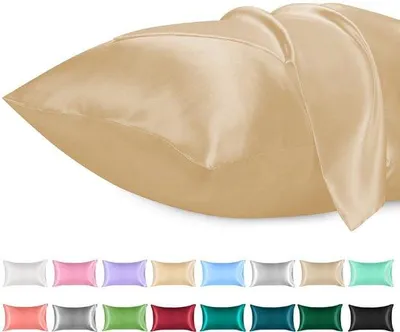 Produktbild von Famanu Kissenbezüge Set 2er, 50 x 70 cm, satin, haut- und haarschonend, mit Umschlagverschluss, in Champagner