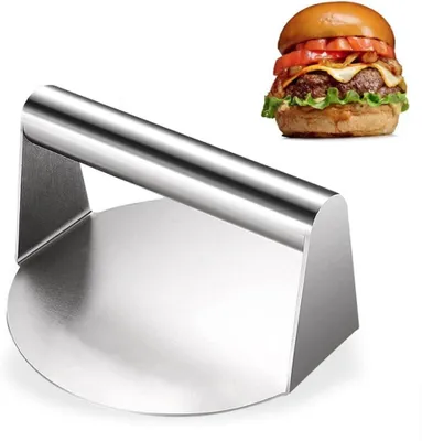 Produktbild von Burgerpresse aus Edelstahl 304, 5,5 Zoll Runde Burger Pattie Presse, Professionelles Hamburgerpresse Grillzubehör, für Flat Top Grill, Squeeze Grease, Lebensmittelecht & Spülmaschinenfest