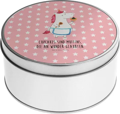 Produktbild von Mr. & Mrs. Panda Kaffeedose Einhorn Küche - Rot Pastell - Geschenk, Muffin, Keksdose, keksdosen, Kuchen, Unicorn, Blechdose, Teedose, Koch, Dose, Torte, Träumen
