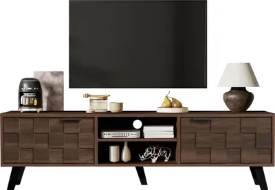 Produktbild von Moderner TV-Schrank mit 2 Türen und 2 offenen Fächern – 160,5 x 35,5 x 45 cm