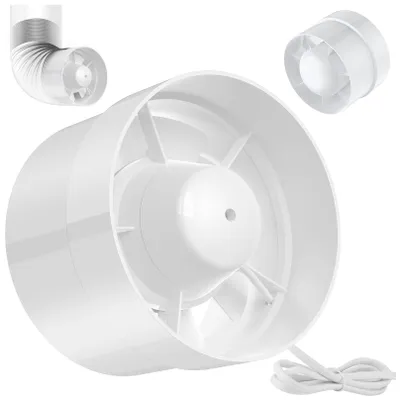 Rohrventilator 125 mm, 240 m³/h, 34 dB, für Bad, Küche, Gewächshaus