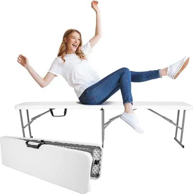 Produktbild von Famanu Klappbank mit Traggriff - 180 cm, Weiß
