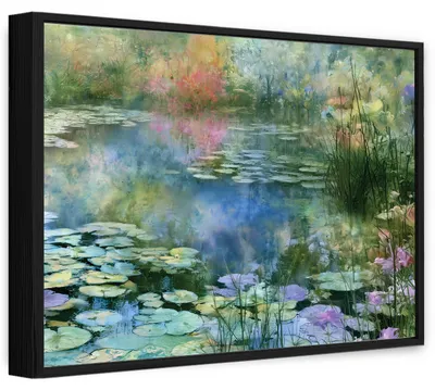 Produktbild von Bilder mit Rahmen See Wald Landschaft - 120x80 cm - Wandbilder Wohnzimmer Schlafzimmer - Leinwand Bilder mit Rahmen Grün - PPR16741O20