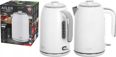 Produktbild von Adler AD 1341, 1,7 l, 2200 W, Weiß, Edelstahl, Regelbare Temperatur, Wasserstandsanzeige