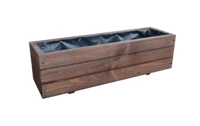 Produktbild von Blumenkasten Holz 60 cm lang – Balkon Pflanzkasten wetterfest & fertig montiert – Pflanzkübel Holz für Terrasse & Garten D6 Palisander