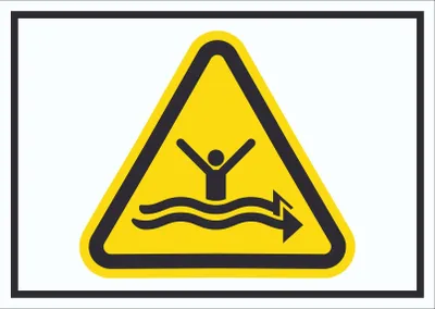 Produktbild von Schild Warnung starke Strömung Symbol A4 Rückseite selbstklebend