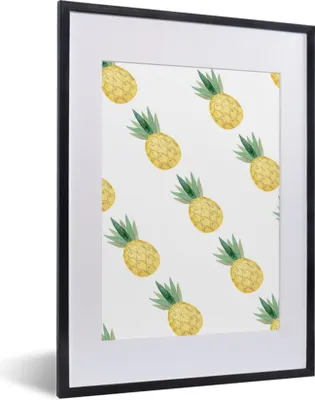 Produktbild von MuchoWow® Gerahmtes Poster Ananas - Obst - Aquarell 30x40 cm - Poster mit Schwarzem Bilderrahmen Wandposter Rahmen Foto Bilder - Wandposter Schlafzimmer
