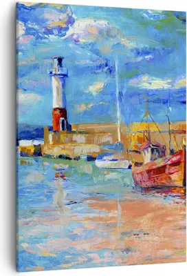 Produktbild von Bild auf Leinwand - Leinwandbild - Einteilig - Leuchtturm Meer - 50x70cm - Wand Bild - Wanddeko - Wandbilder - Leinwanddruck - Kunstdruck - Wanddekoration - Leinwand bilder - Wandbild - PA50x70-3693