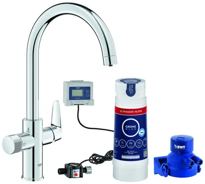 Immagine prodotto di GROHE Blue Pure Baucurve Mitigeur d'évier, bec en C, portée 223mm, Starter Set avec filtre ultrasave, 30582000, 30582000