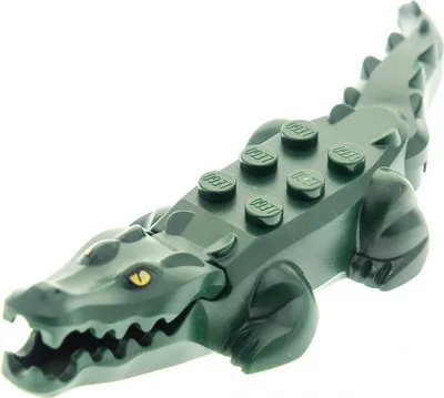 Produktbild von 1x Lego Tier Krokodil dunkel grün 20 Zähne Alligator Zoo Safari 18904c01pb01