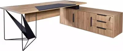 Zdjęcie produktu dla Designerskie biurko narożne meble biurowe meble gabinetowe brązowe