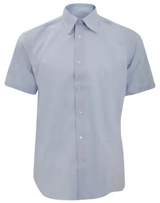 Image de Chemise pour homme Russell Collection Oxford, manches courtes, facile d'entretien FK737 (38 cm) (bleu foncé)