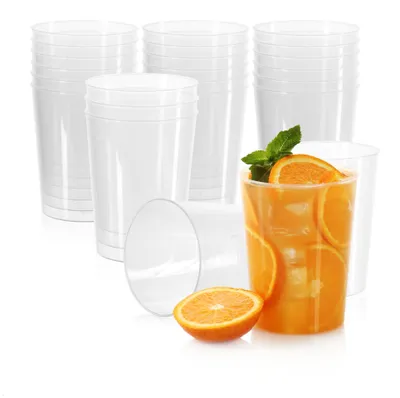 24 wiederverwendbare Trinkbecher, transparent, 280 ml, Kunststoff