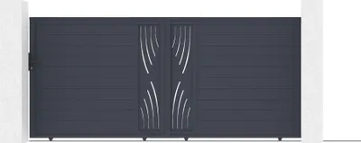 Produktbild von Schiebetor 4m VELETA H.180cm + Gartentür 1m VELETA H.180cm aluminium grau
