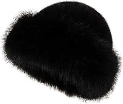 Produktbild von Wintermütze für Damen dick flauschig Kunstfell Wärmespeicherung winddicht im Mongolei-Stil ohne Krempe einfarbig für den Außenbereich Radfahren Skifahren-Schwarz