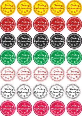 Produktbild von Frohe Weihnachten - Aufkleber rund 30x30mm  für Weihnachten 35 Stück - Mix Vintage - Labels - Stickers - Weihnachtskalender - Weihnachten - Advent - rund - zum Aufkleben für Geschenke oder Karten