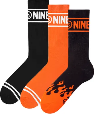 Produktbild von 3x NINETIES Damen und Herren Socken Sportsocken Tennissocken 41-46, Schwarze Flammen