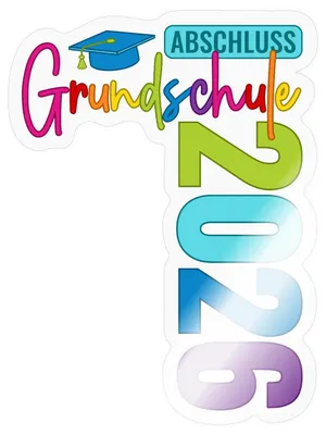 Produktbild von Spreadshirt Abschluss Grundschule 2026 Bunt Und Fröhlich Sticker Aufkleber, 10 x 10 cm, Transparent glänzend