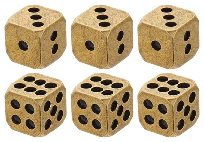 Immagine prodotto di Omgoods - Set di 6 dadi in ottone, ideali per giochi da tavolo