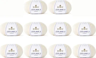 Immagine prodotto di 10x DMC DMC 100% Baby 4 - un filato molto delicato in misto Lana (75% merino, 25% poliammide) (Colore 101)