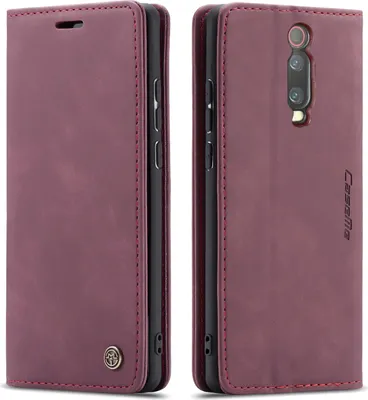 Produktbild von Xiaomi Mi 9T Hülle, LaimTop Retro Kunstledertasche TPU Innere, Kartenfächer, Magnetverschluss, Klapphülle mit Standfunktion Schutzhülle für Xiaomi Mi 9T Rot