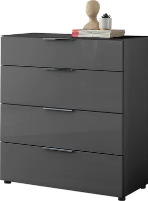 Produktbild von Schubkastenkommode TREND 10 anthrazit, Front und Oberboden aus Glas, Metallgriffe, 90 cm breit