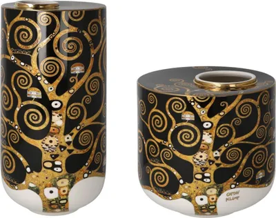 Produktbild von 2er Set Gustav Klimt Vasen Der Lebensbaum H 25,5 + 16cm Goebel Porzellan