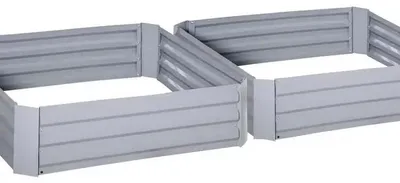 Zdjęcie produktu dla Zestaw donic do roślin - podwyższona skrzynia na kwiaty - otwarta konstrukcja - rama stalowa - 100 x 100 x 30 cm - kolor: szary