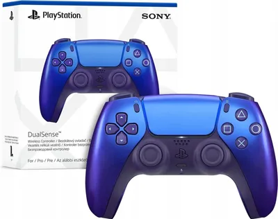 A Sony PS5 DualSense controller is shown in its packaging.