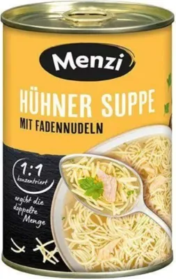 Produktbild von Menzi Hühner Suppe mit Fadennudeln 1:1, 400ml