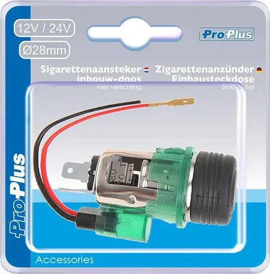 Image de Prise allume-cigare à encastrer avec éclairage 12V/24V sous blister