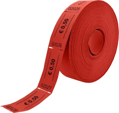 Produktbild von CombiCraft Rote Euro-Wertmarken Rolle – 0,50 € - 5 Rollen á 1000 Abrisse