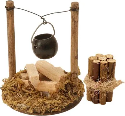 Produktbild von Famanu Miniatur Weihnachtslagerfeuer Zubehör für Puppenhäuser - Holz