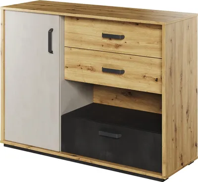 Produktbild von Furniture24 Kommode Qubic QB-07, Sideboard mit 3 Schubladen und Tür