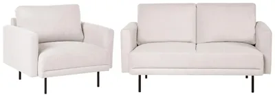 Produktbild von BELIANI Sofa Set Hellbeige Stoff 3-Sitzer Sofa und Sessel mit Schwarzen Metallfüßen Glamour Modern Wohnzimmer Büro Arbeitszimmer Wohnküche Esszimmer