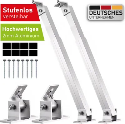 Produktbild von SIGA Solarmodul Halterung Flachdach für 1 Solarmodul Set Solarpanel PV Balkonkraftwerk Verstellbar 15-30° Aufständerung Komplettset