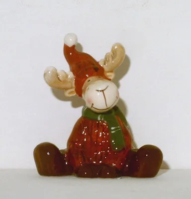 Produktbild von Elch Hirsch Rentier Keramik Deko Artikel Weihnachtdeko Figur Skulptur Reh Tier