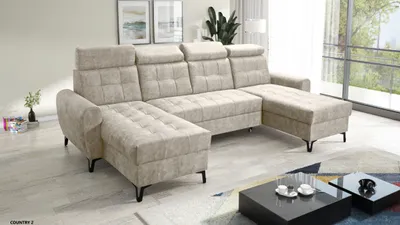 Produktbild von Wohnlandschaft U-Form LAVAX, Ecksofa mit Schlaffunktion, 2 Bettkästen - Hellbeige