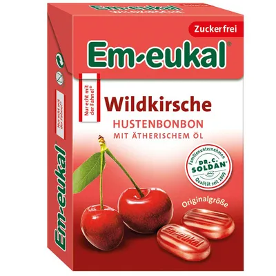 Obrázek produktu pro Em eukal Box Divoká třešeň Kapky proti kašli Esenciální oleje bez cukru 50g