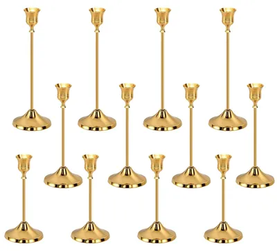 Immagine prodotto di Candelabro portacandele - Dorato - 12 pezzi - Per candele a bastoncino e decorazione da tavola