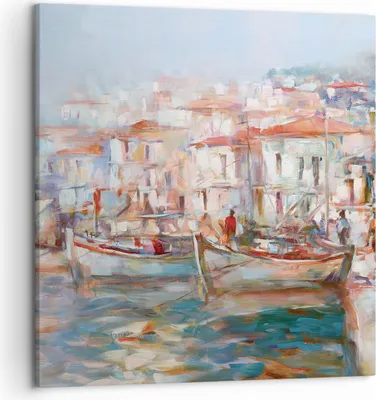 Produktbild von Bild auf Leinwand - Leinwandbild - Einteilig - Insel Boote Hafen - 50x50cm - Wand Bild - Wanddeko - Wandbilder - Leinwanddruck - Bilder - Wanddekoration - Leinwand bilder - Wandbild - AC50x50-4852