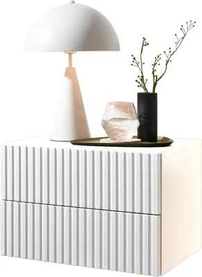 Produktbild von Nachtkommode >TABONI< Wandmontage, 2 Schubladen, Weiß - 42x28x30cm (BxHxT)