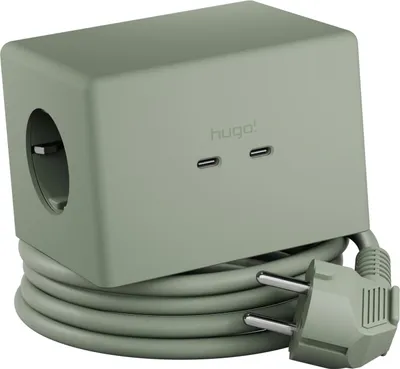 Produktbild von Brennenstuhl hugo! ONE 2nd Gen. Steckdosenwürfel mit USB C 20W PD, Wireless Charger (Steckdosenleiste USB C, Touch-Schalter, induktive Ladestation mit 2m Kabel) mint green