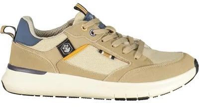 Produktbild von Bequemer Herrensportschuh Beige mit Blauen Akzenten und Schnürsenkeln