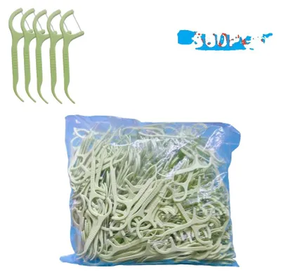 Imagen del producto de Palitos de hilo dental, 500 unidades, diseño sin aroma, color verde