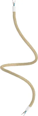 Immagine prodotto di Creative-Cables Kit Creative Flex tubo flessibile di estensione (90 cm di lunghezza, Ø 10 mm) – Rivestimento in RN06 juta e finiture bianche – Con terminali metallici e accessori