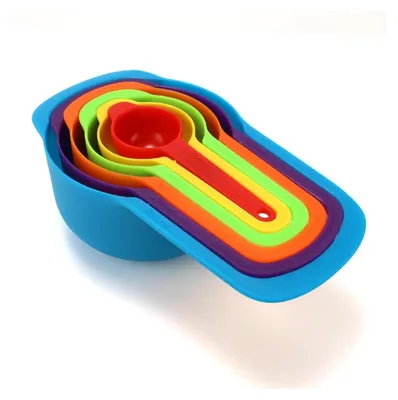 Immagine prodotto di Set di misurini e cucchiai da cucina, 6 pezzi, in plastica colorata, impilabili, senza BPA