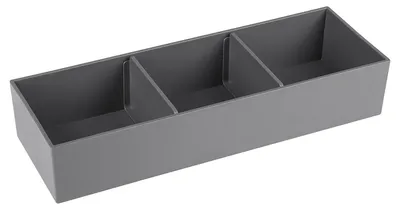 Produktbild von Differnz Schubladen-Organizer - Geeignet für Schubladen - 3 Fächer für übersichtlichen Stauraum - Kunststoff - Verhindert eine unordentliche Schublade - Maße 32 x 11 x 6 cm - Farbe Grau
